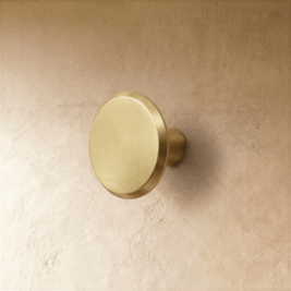 Round Brass Cabinet Knobs, Minimalist Kitchen & Wardrobe Hardware, Concave Chamfered Face, Set of 2, 1.1in Diameter