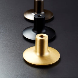 Round Brass Cabinet Knobs, Minimalist Kitchen & Wardrobe Hardware, Concave Chamfered Face, Set of 2, 1.1in Diameter