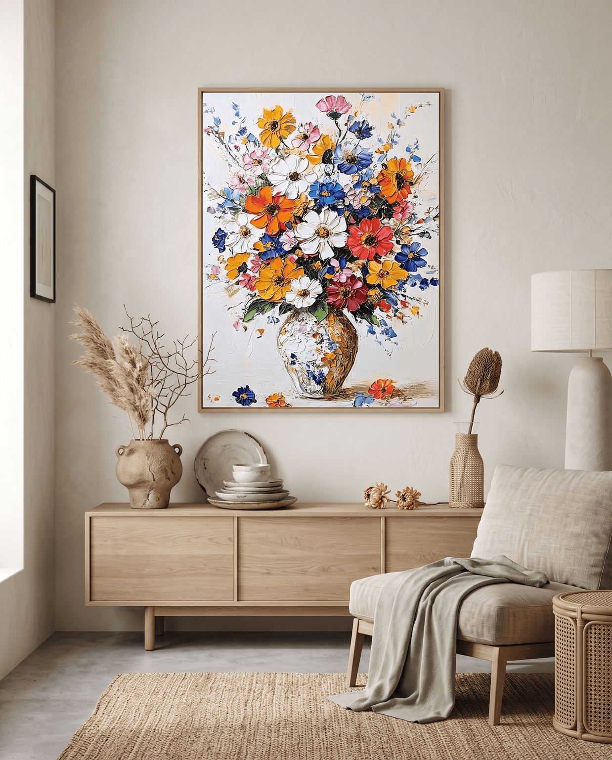 Bohemien Wildbloemen Boeket in Vaas – Bloemschilderij - Volsani