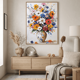 Bohemien Wildbloemen Boeket in Vaas – Bloemschilderij - Volsani