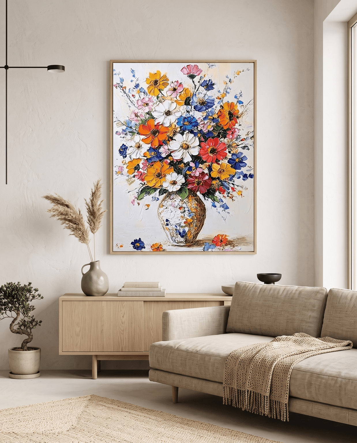 Bohemien Wildbloemen Boeket in Vaas – Bloemschilderij - Volsani