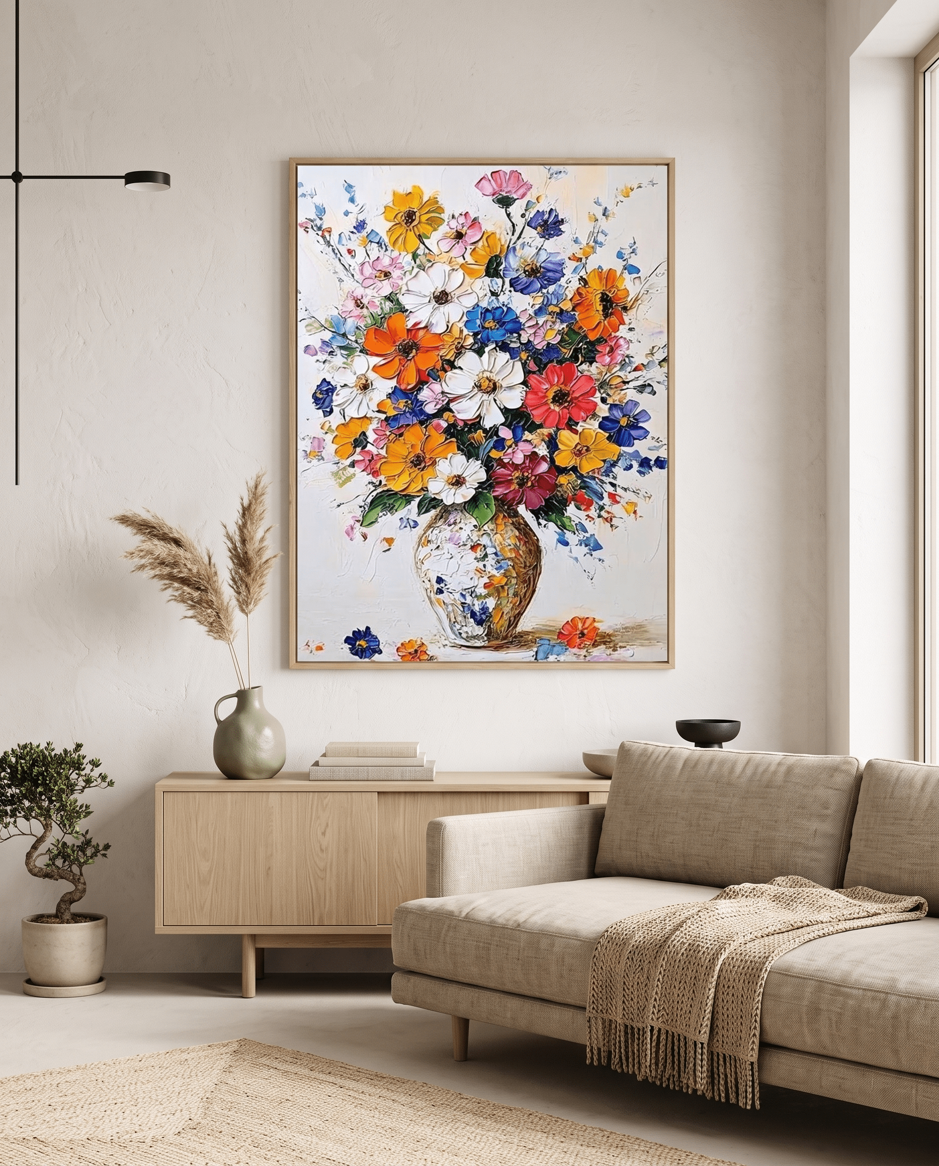 Bohemien Wildbloemen Boeket in Vaas – Bloemschilderij - Volsani