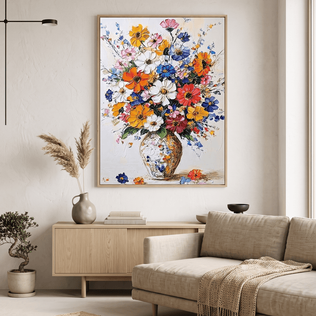 Bohemien Wildbloemen Boeket in Vaas – Bloemschilderij - Volsani
