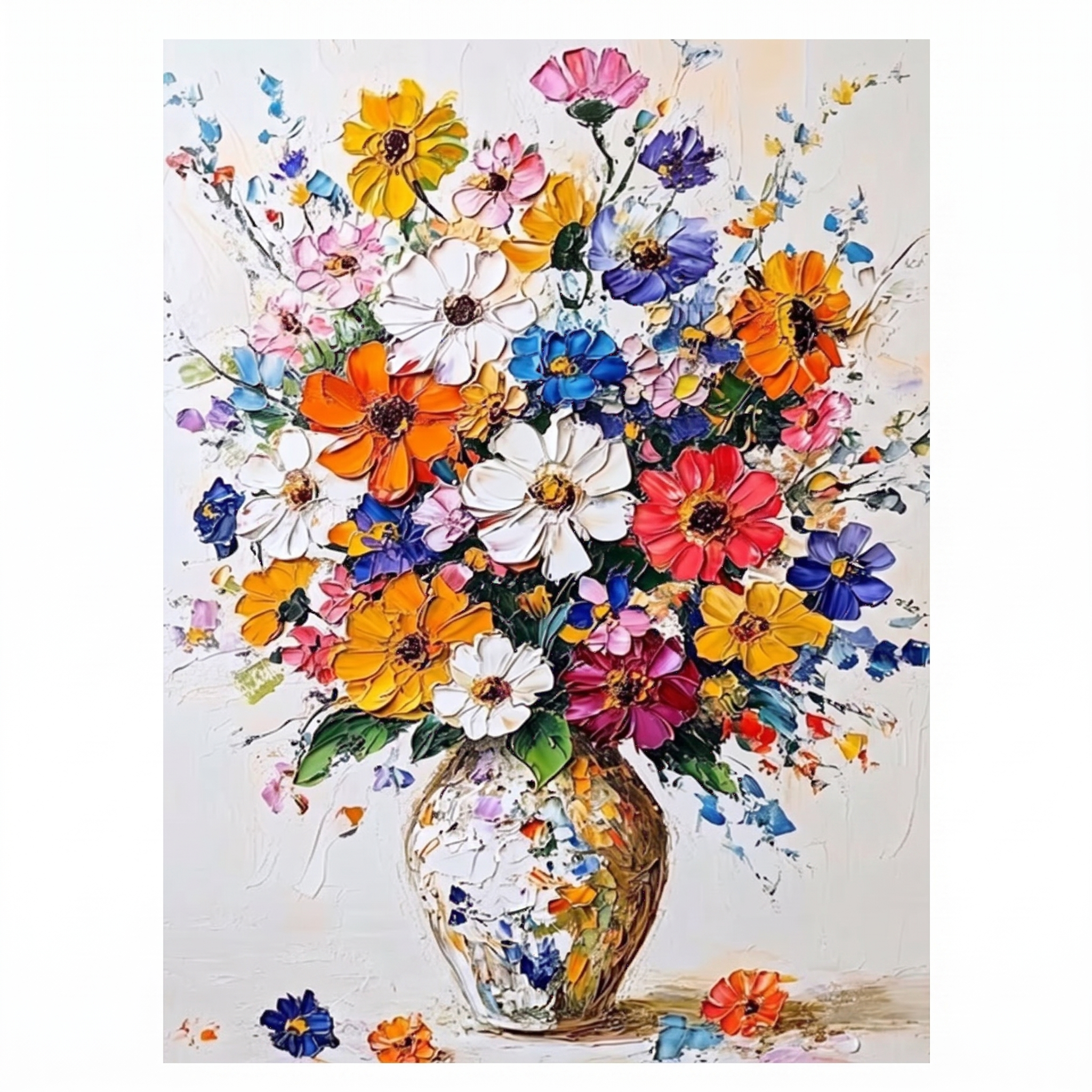 Bohemien Wildbloemen Boeket in Vaas – Bloemschilderij - Volsani