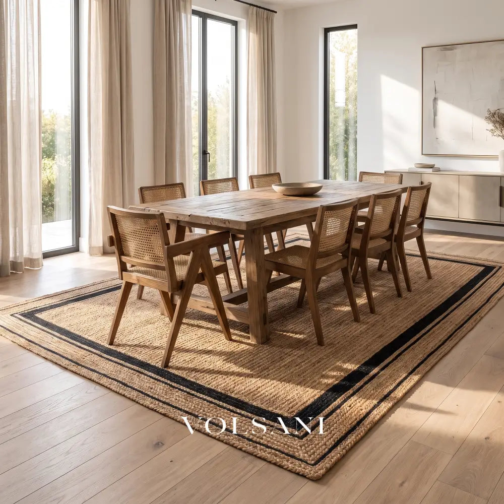 Bordered Jute Rug with Black Trim Braided Living Room & Hallway Rug Runner and Area Sizes 20 Sizes 23-144in - Decor >