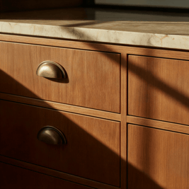 Solid Copper Half-Moon Drawer Pulls, Modern Kitchen & Vanity Hardware, Five Brushed Finishes, Set of 2 Pieces, 2.5in Hole Spacing