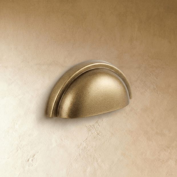 Solid Copper Half-Moon Drawer Pulls, Modern Kitchen & Vanity Hardware, Five Brushed Finishes, Set of 2 Pieces, 2.5in Hole Spacing