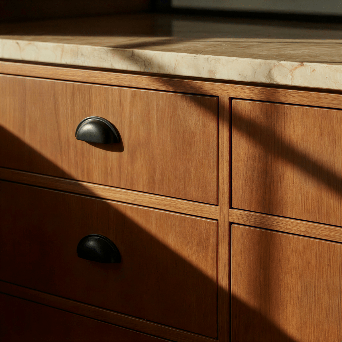 Solid Copper Half-Moon Drawer Pulls, Modern Kitchen & Vanity Hardware, Five Brushed Finishes, Set of 2 Pieces, 2.5in Hole Spacing