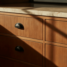 Solid Copper Half-Moon Drawer Pulls, Modern Kitchen & Vanity Hardware, Five Brushed Finishes, Set of 2 Pieces, 2.5in Hole Spacing
