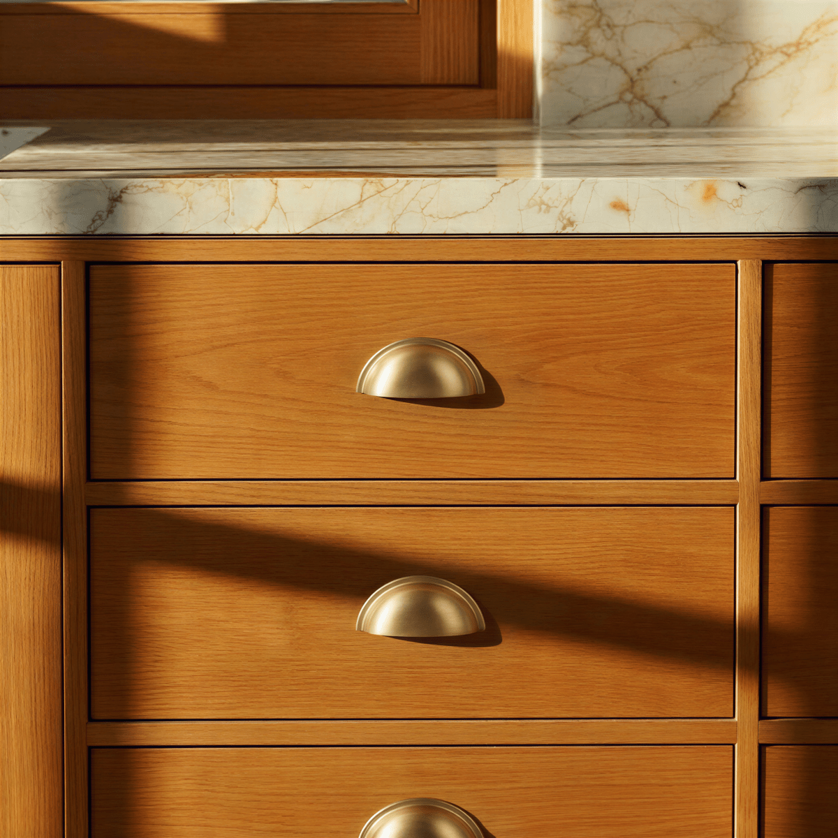 Solid Copper Half-Moon Drawer Pulls, Modern Kitchen & Vanity Hardware, Five Brushed Finishes, Set of 2 Pieces, 2.5in Hole Spacing