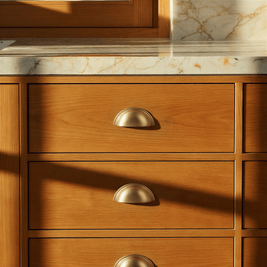 Solid Copper Half-Moon Drawer Pulls, Modern Kitchen & Vanity Hardware, Five Brushed Finishes, Set of 2 Pieces, 2.5in Hole Spacing