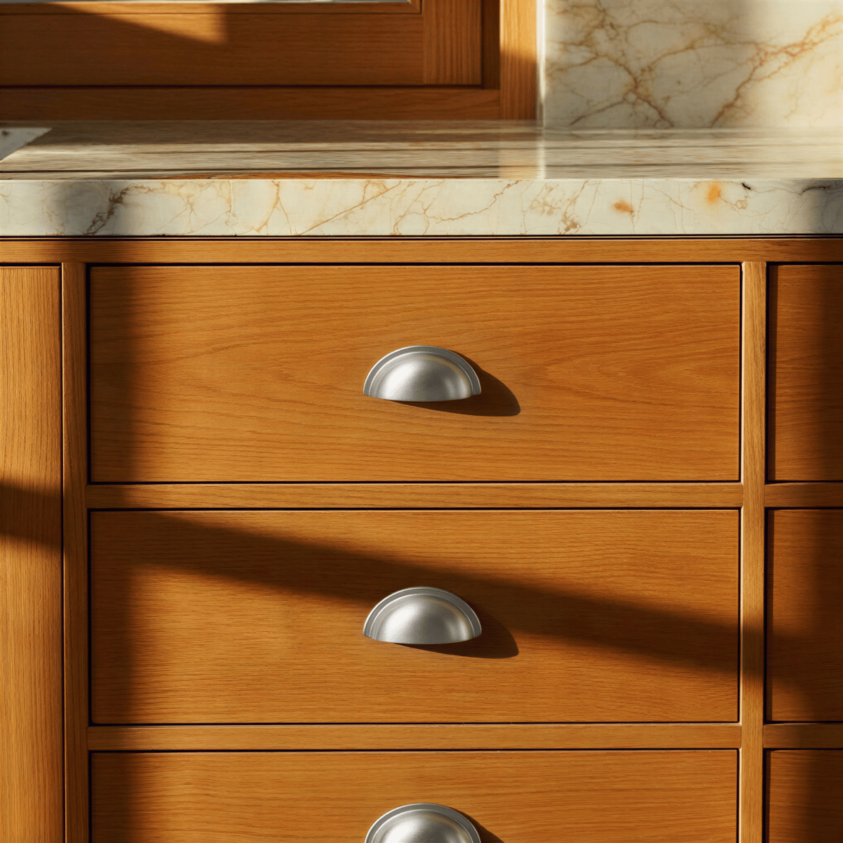 Solid Copper Half-Moon Drawer Pulls, Modern Kitchen & Vanity Hardware, Five Brushed Finishes, Set of 2 Pieces, 2.5in Hole Spacing