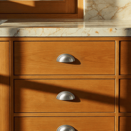Solid Copper Half-Moon Drawer Pulls, Modern Kitchen & Vanity Hardware, Five Brushed Finishes, Set of 2 Pieces, 2.5in Hole Spacing