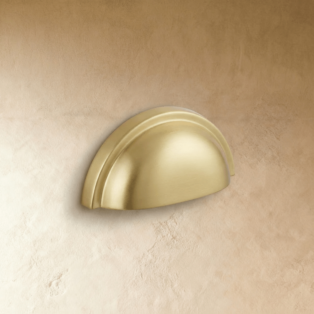 Solid Copper Half-Moon Drawer Pulls, Modern Kitchen & Vanity Hardware, Five Brushed Finishes, Set of 2 Pieces, 2.5in Hole Spacing