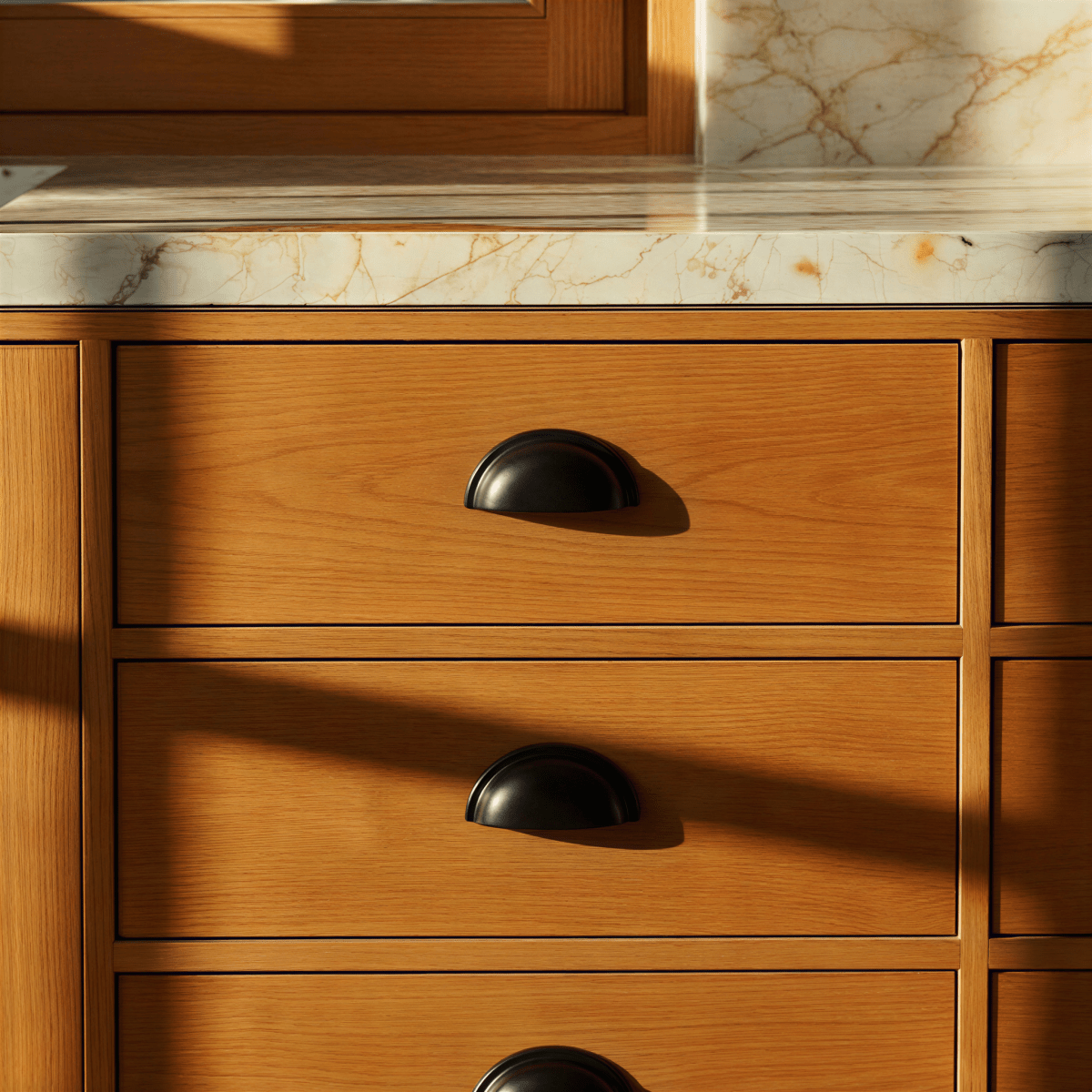Solid Copper Half-Moon Drawer Pulls, Modern Kitchen & Vanity Hardware, Five Brushed Finishes, Set of 2 Pieces, 2.5in Hole Spacing