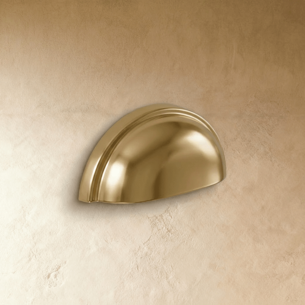 Solid Copper Half-Moon Drawer Pulls, Modern Kitchen & Vanity Hardware, Five Brushed Finishes, Set of 2 Pieces, 2.5in Hole Spacing