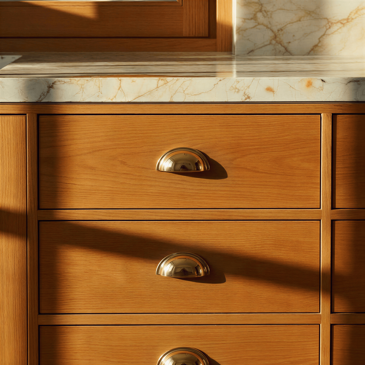 Solid Copper Half-Moon Drawer Pulls, Modern Kitchen & Vanity Hardware, Five Brushed Finishes, Set of 2 Pieces, 2.5in Hole Spacing