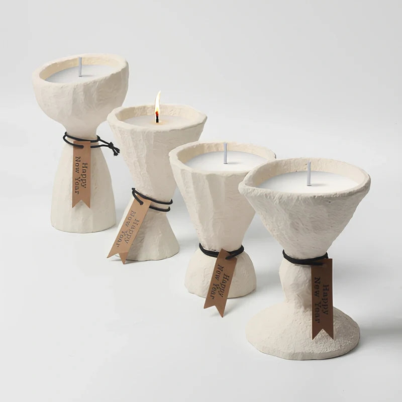 Concrete Candle Holder, Handcast Cement Cup Candle Holder, Nordic, 4 Shapes