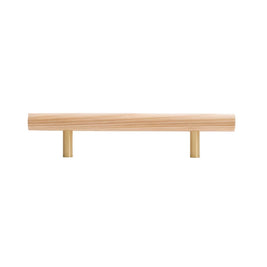 Wooden Cabinet Knobs & Pull Bars, Scandinavian Kitchen & Wardrobe Hardware, Brass Detailing, Set of 2 in 4 Wood Tones, 2.3-12.5in
