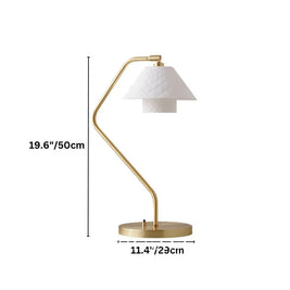 Ceramic Table Lamp with Copper Frame Quilted Shade Bedside & Desk Lamp Warm White LED Modern Sculptural 20in - Lighting