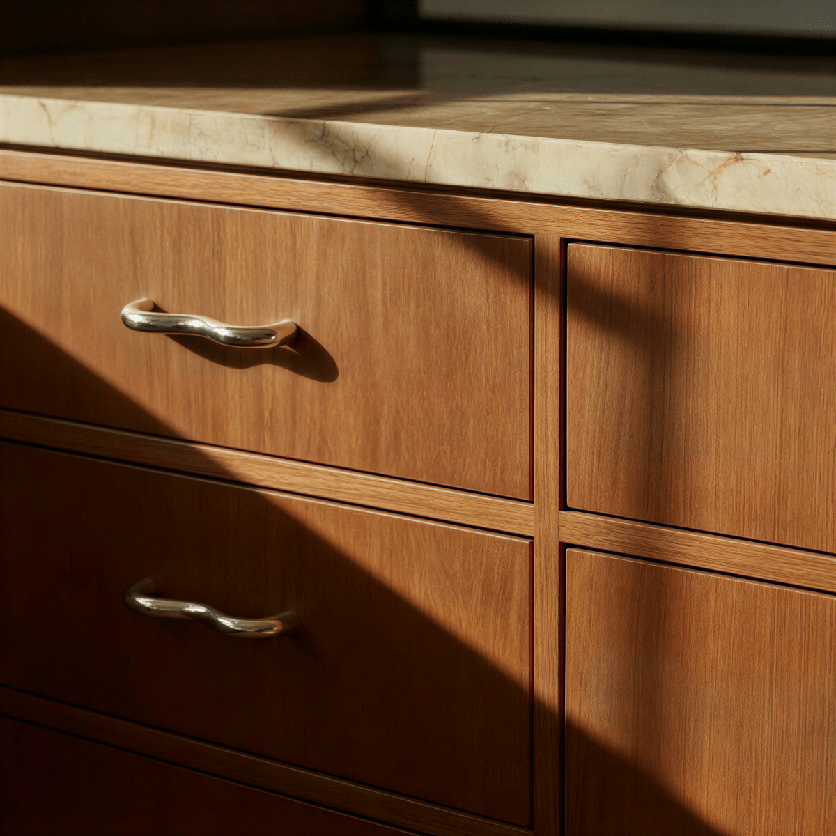 Curved Brass Drawer Pulls, Modern Kitchen & Dresser Cabinet Hardware, Polished Finish, Set of 2, 1.1-3.7in Hole Spacing