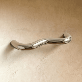 Curved Brass Drawer Pulls, Modern Kitchen & Dresser Cabinet Hardware, Polished Finish, Set of 2, 1.1-3.7in Hole Spacing