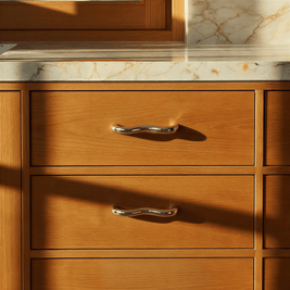 Curved Brass Drawer Pulls, Modern Kitchen & Dresser Cabinet Hardware, Polished Finish, Set of 2, 1.1-3.7in Hole Spacing