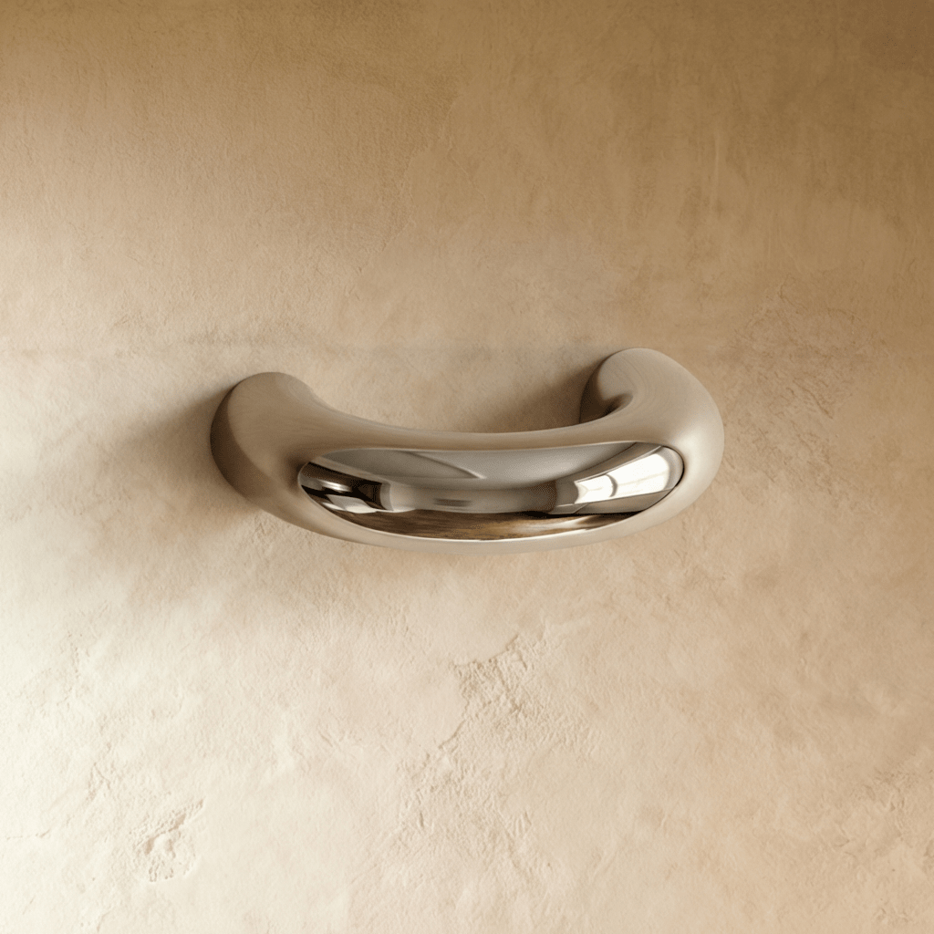 Curved Brass Drawer Pulls, Modern Kitchen & Dresser Cabinet Hardware, Polished Finish, Set of 2, 1.1-3.7in Hole Spacing