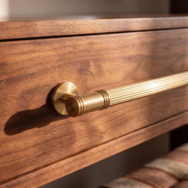 Grooved Brass Pull Bars, Modern Kitchen & Wardrobe Cabinet Hardware, Cylindrical Profile, Set of 2 Pieces, 3.7-8.8in