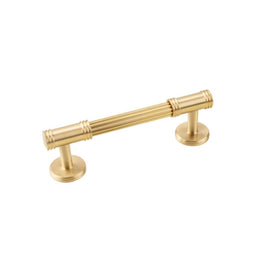 Grooved Brass Pull Bars, Modern Kitchen & Wardrobe Cabinet Hardware, Cylindrical Profile, Set of 2 Pieces, 3.7-8.8in