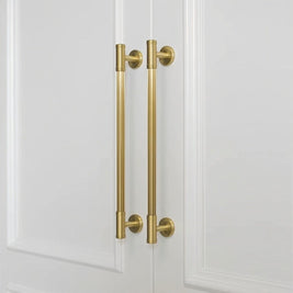 Grooved Brass Pull Bars, Modern Kitchen & Wardrobe Cabinet Hardware, Cylindrical Profile, Set of 2 Pieces, 3.7-8.8in