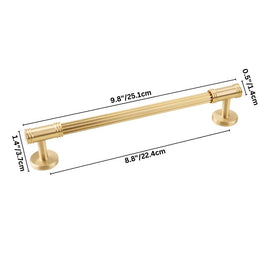Grooved Brass Pull Bars, Modern Kitchen & Wardrobe Cabinet Hardware, Cylindrical Profile, Set of 2 Pieces, 3.7-8.8in