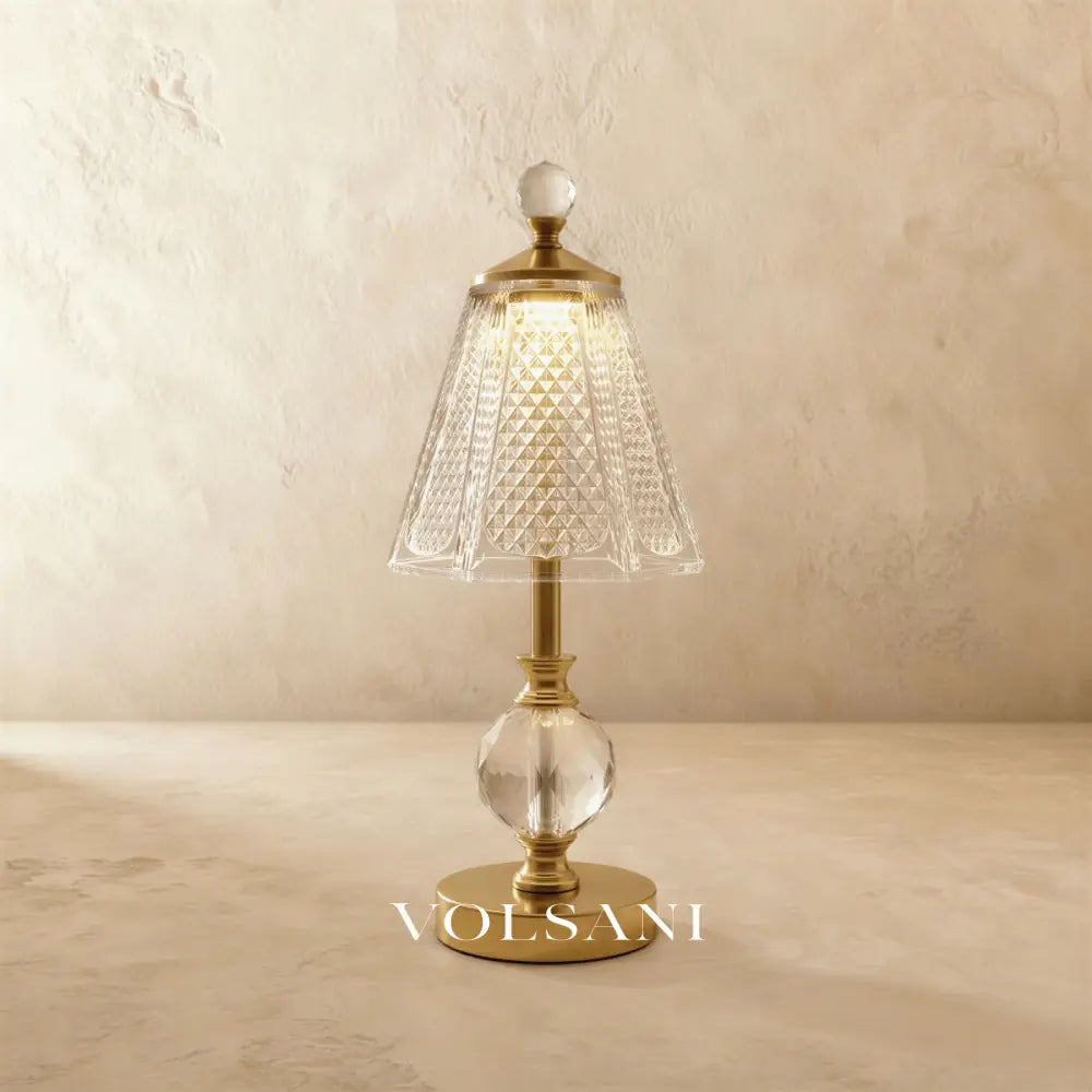 Cordless Table Lamp 20 Hour Rechargeable Battery Nightstand Lamp in Crystal Look Acrylic Gold Stepless Dimming 3 Styles