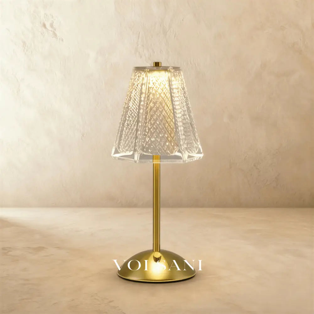 Cordless Table Lamp 20 Hour Rechargeable Battery Nightstand Lamp in Crystal Look Acrylic Gold Stepless Dimming 3 Styles
