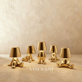 Cordless Table Lamp Rechargeable Battery Gold Figurine Night Light for Bedside Desk & Shelf Touch Dimmable Warm White 5