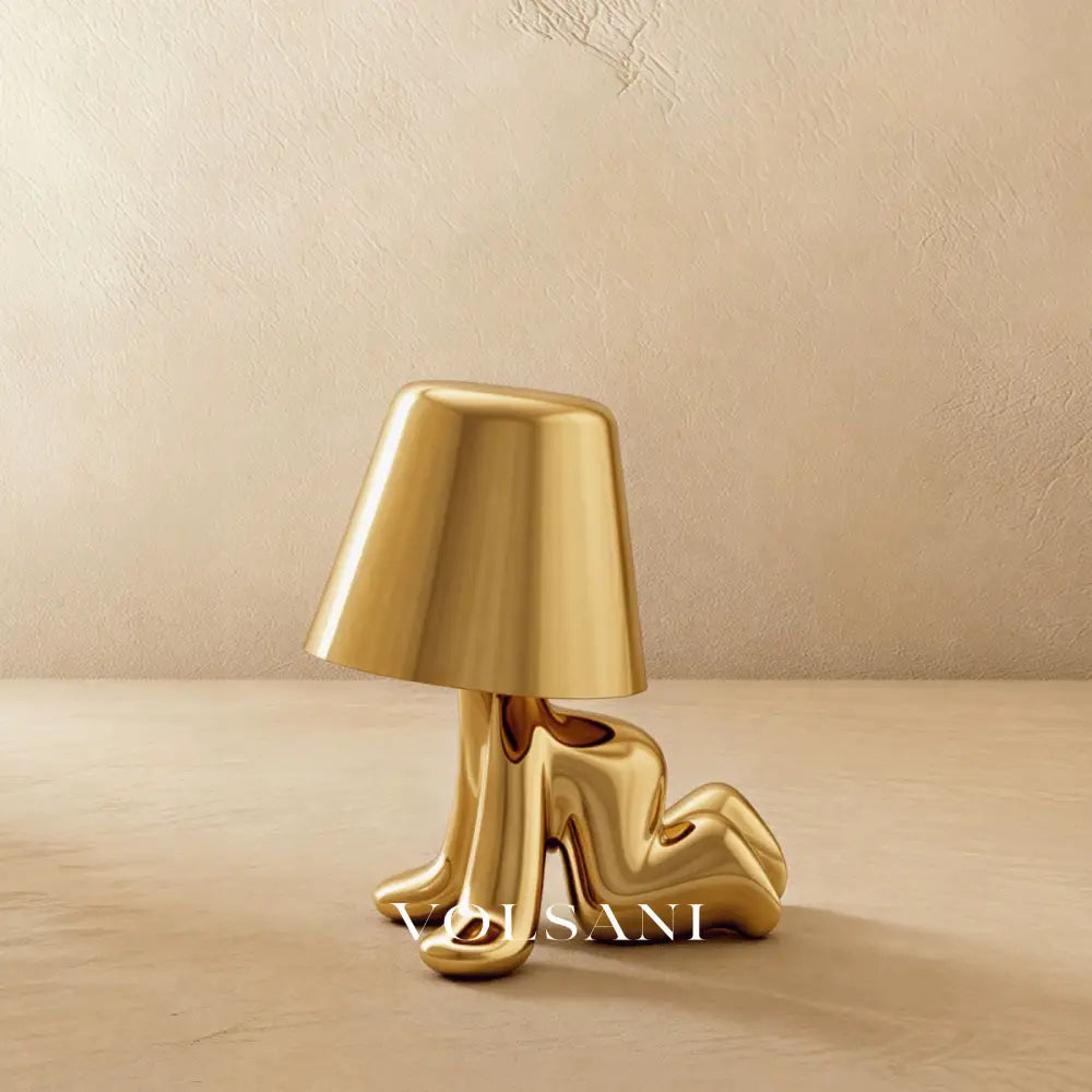 Cordless Table Lamp Rechargeable Battery Gold Figurine Night Light for Bedside Desk & Shelf Touch Dimmable Warm White 5
