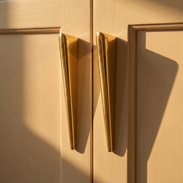 Zinc Alloy Drawer Pull Bars, Modern Cabinet & Wardrobe Hardware, Tapered Geometric Profile, Set of 2 in Gold-Tone & Grey, 1.2-7.5in