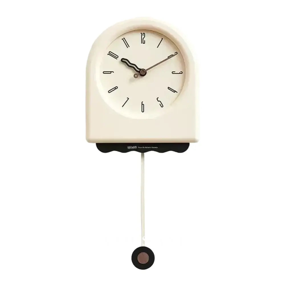 Cream Pendulum Wall Clock in Acrylic Modern Living Room & Bedroom Clock Silent Movement Black or White Dial 23in