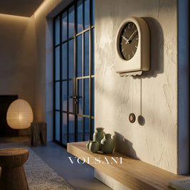 JOOST cream pendulum wall clock in a living room