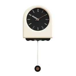 Cream Pendulum Wall Clock in Acrylic Modern Living Room & Bedroom Clock Silent Movement Black or White Dial 23in