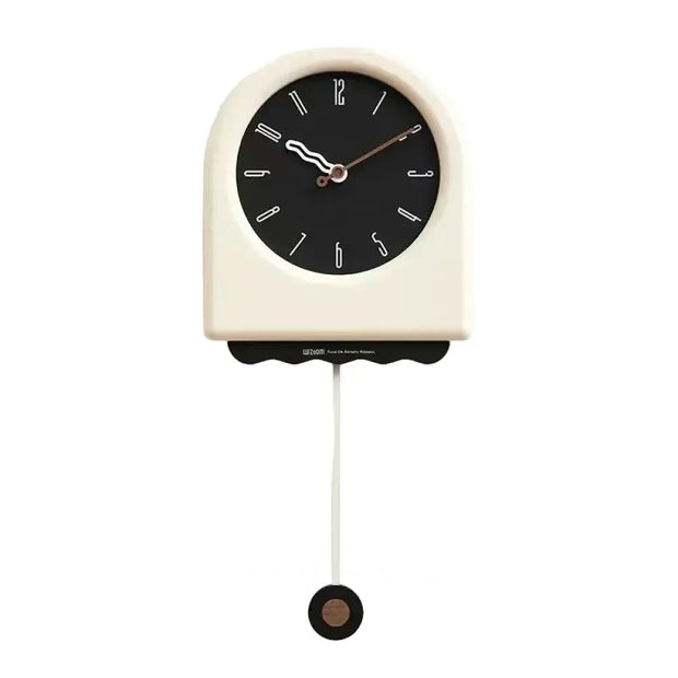 Cream Pendulum Wall Clock in Acrylic Modern Living Room & Bedroom Clock Silent Movement Black or White Dial 23in