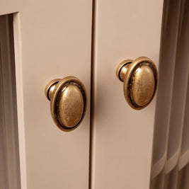 Solid Brass Cabinet Knobs, Vintage Kitchen & Wardrobe Hardware, Grecian-Inspired Texture, Set of 2 in Brass & Bronze, 1.3-1.7in