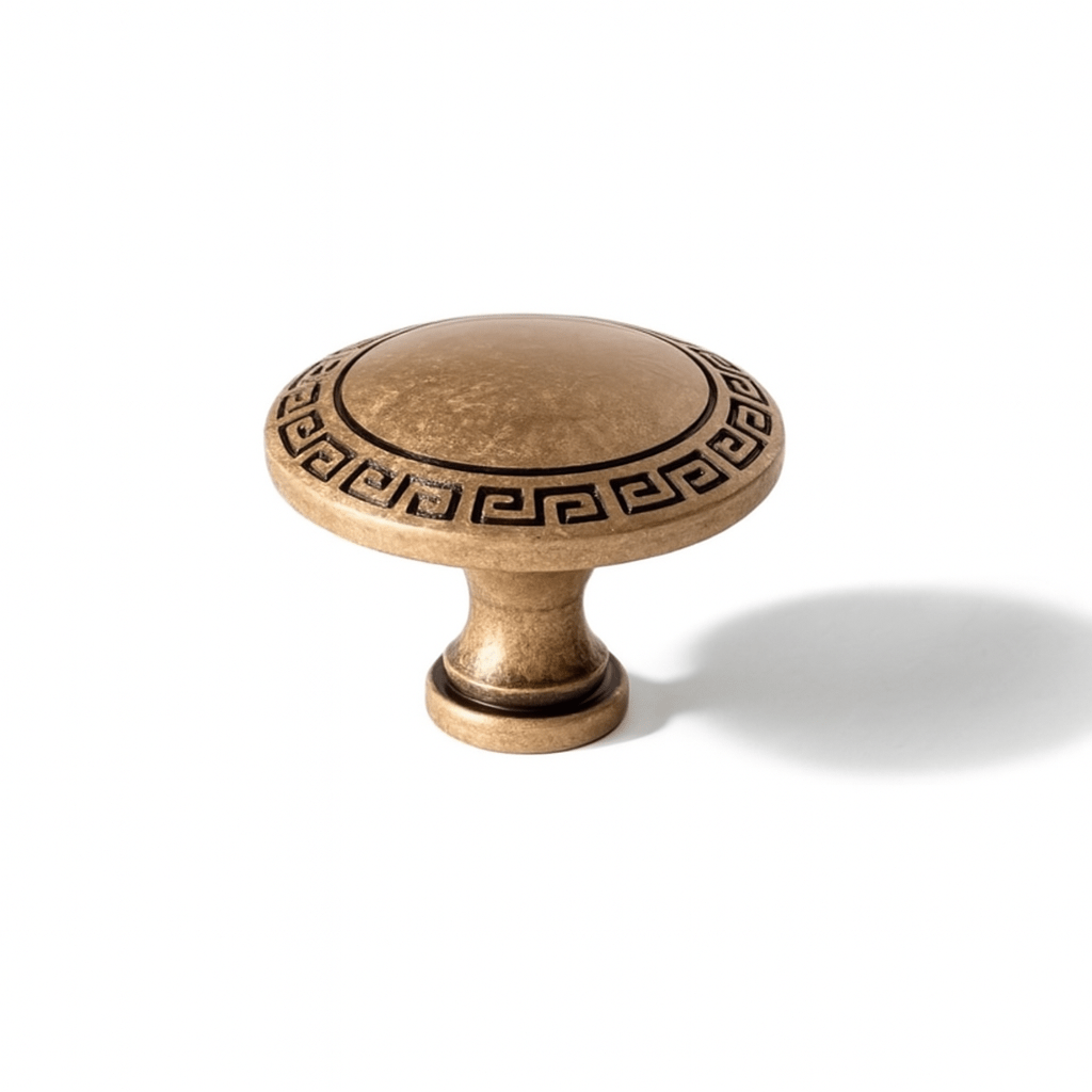 Solid Brass Cabinet Knobs, Vintage Kitchen & Wardrobe Hardware, Grecian-Inspired Texture, Set of 2 in Brass & Bronze, 1.3-1.7in