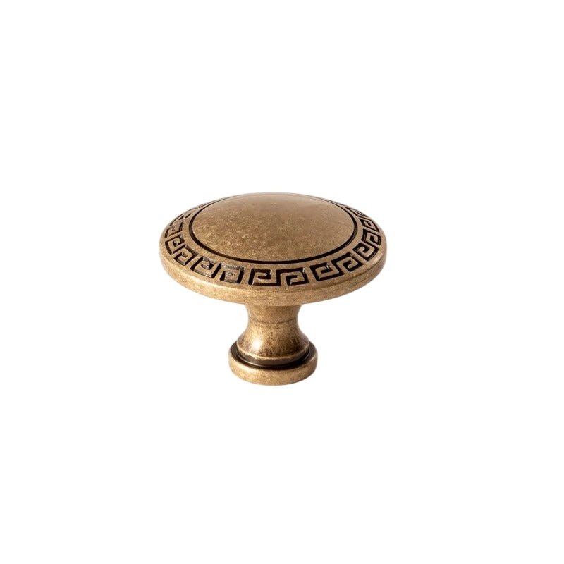 Solid Brass Cabinet Knobs, Vintage Kitchen & Wardrobe Hardware, Grecian-Inspired Texture, Set of 2 in Brass & Bronze, 1.3-1.7in