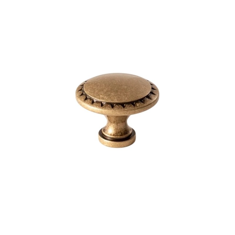 Solid Brass Cabinet Knobs, Vintage Kitchen & Wardrobe Hardware, Grecian-Inspired Texture, Set of 2 in Brass & Bronze, 1.3-1.7in