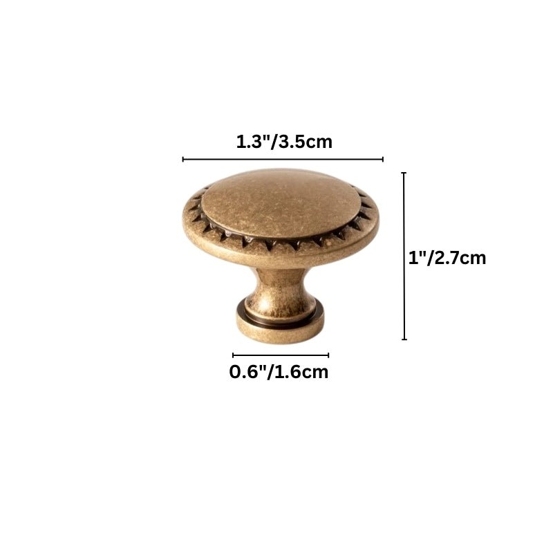Solid Brass Cabinet Knobs, Vintage Kitchen & Wardrobe Hardware, Grecian-Inspired Texture, Set of 2 in Brass & Bronze, 1.3-1.7in