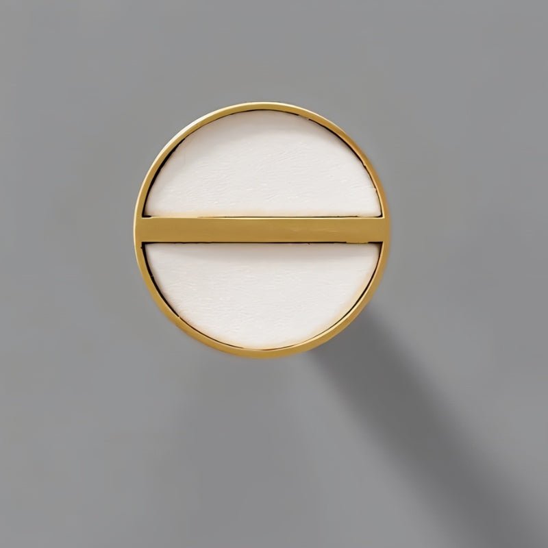 Brass & Leather Cabinet Knobs, Modern Wardrobe & Drawer Hardware, Central Brass Bar Grip, Set of 2 in 7 Colors, 1.2in