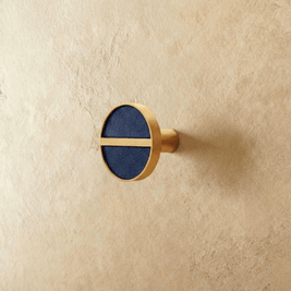 Brass & Leather Cabinet Knobs, Modern Wardrobe & Drawer Hardware, Central Brass Bar Grip, Set of 2 in 7 Colors, 1.2in