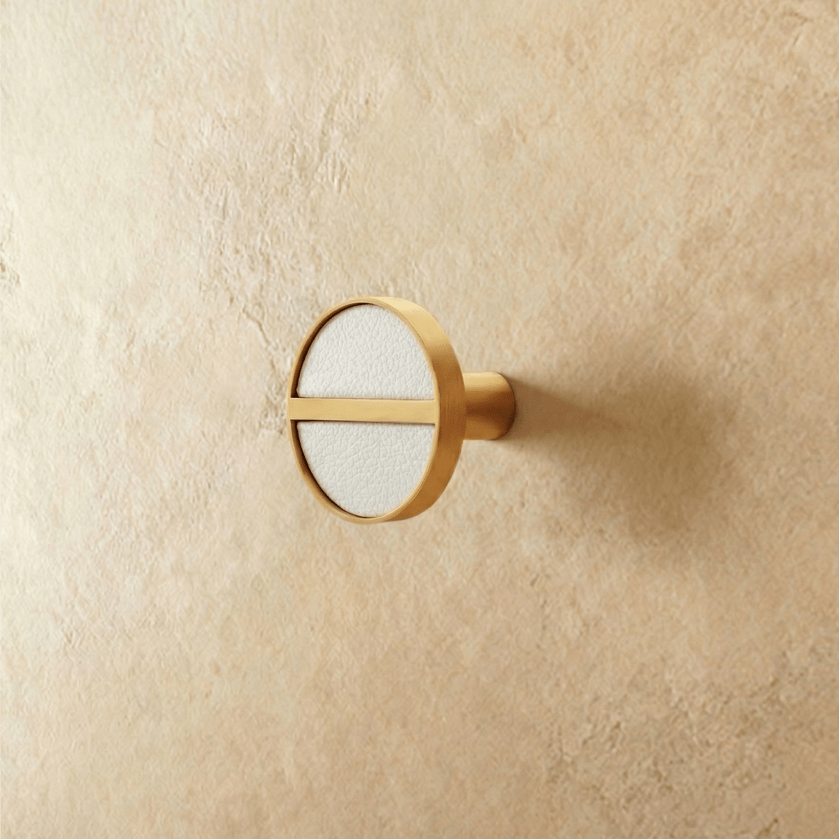 Brass & Leather Cabinet Knobs, Modern Wardrobe & Drawer Hardware, Central Brass Bar Grip, Set of 2 in 7 Colors, 1.2in
