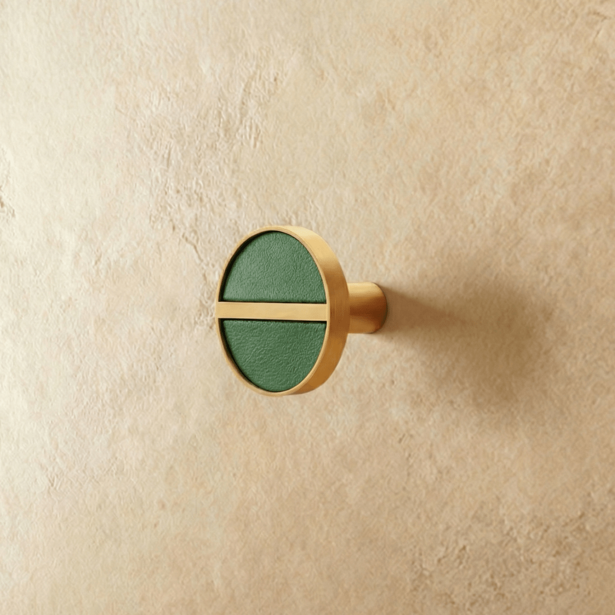 Brass & Leather Cabinet Knobs, Modern Wardrobe & Drawer Hardware, Central Brass Bar Grip, Set of 2 in 7 Colors, 1.2in